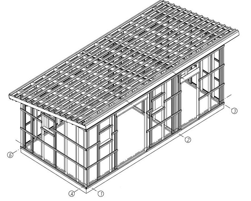 Хозблок из ЛСТК 7x3